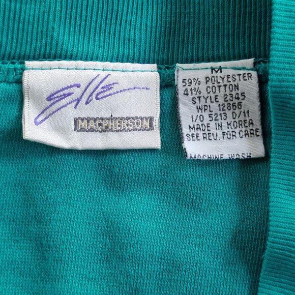 Vintage Elle Macpherson Teal Cardigan Sweater M With Button Front and Pockets - Picture 6 of 15